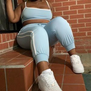 Two stripe baby blue jogger set